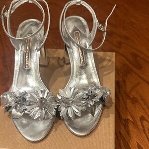 Sophia Webster Silver Floral Heels